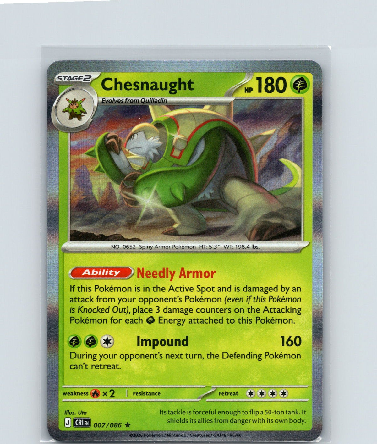 Chesnaught Holo Rare ME04: Chaos Rising 007/086 NM