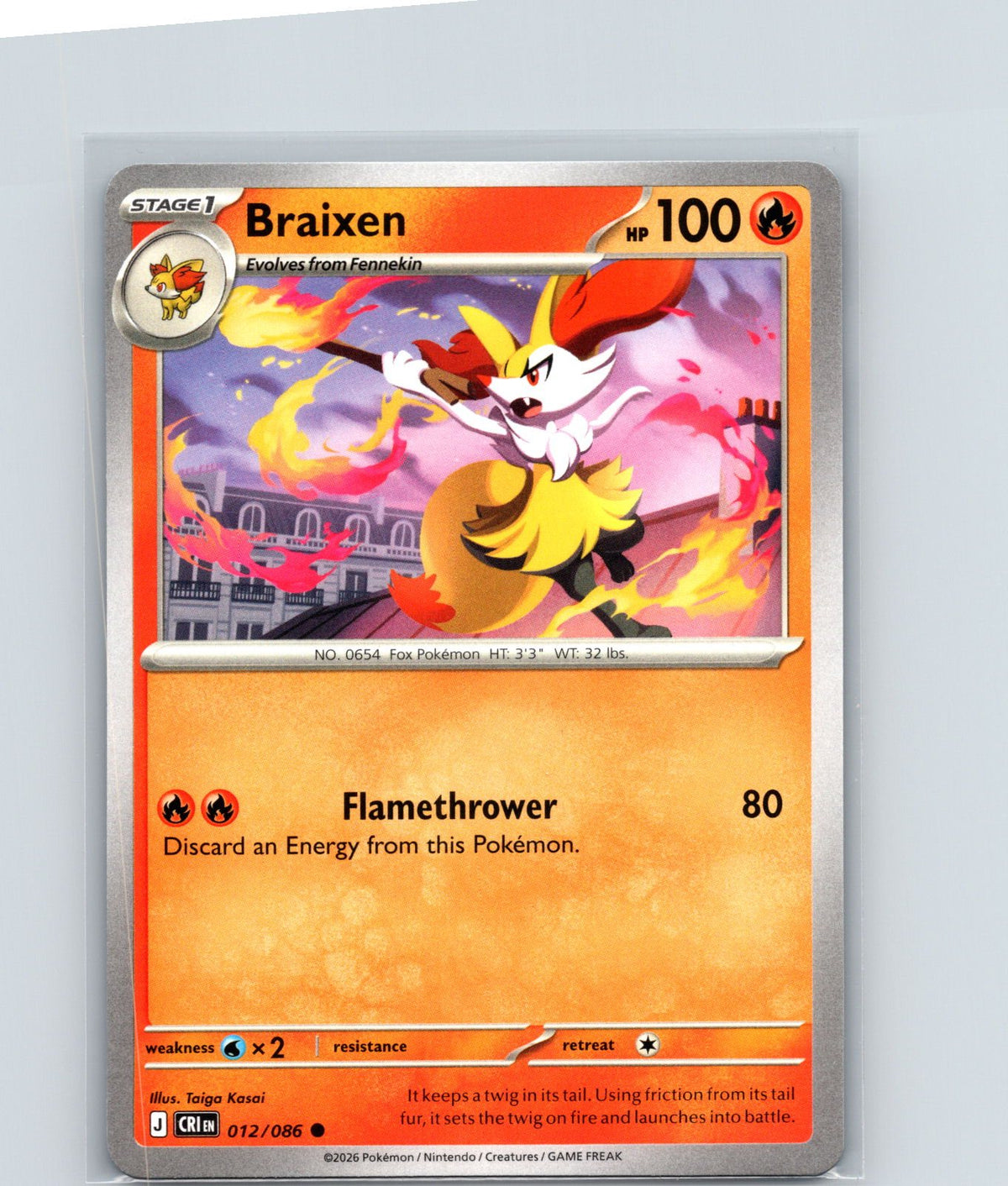 Braixen Common ME04: Chaos Rising 012/086 NM