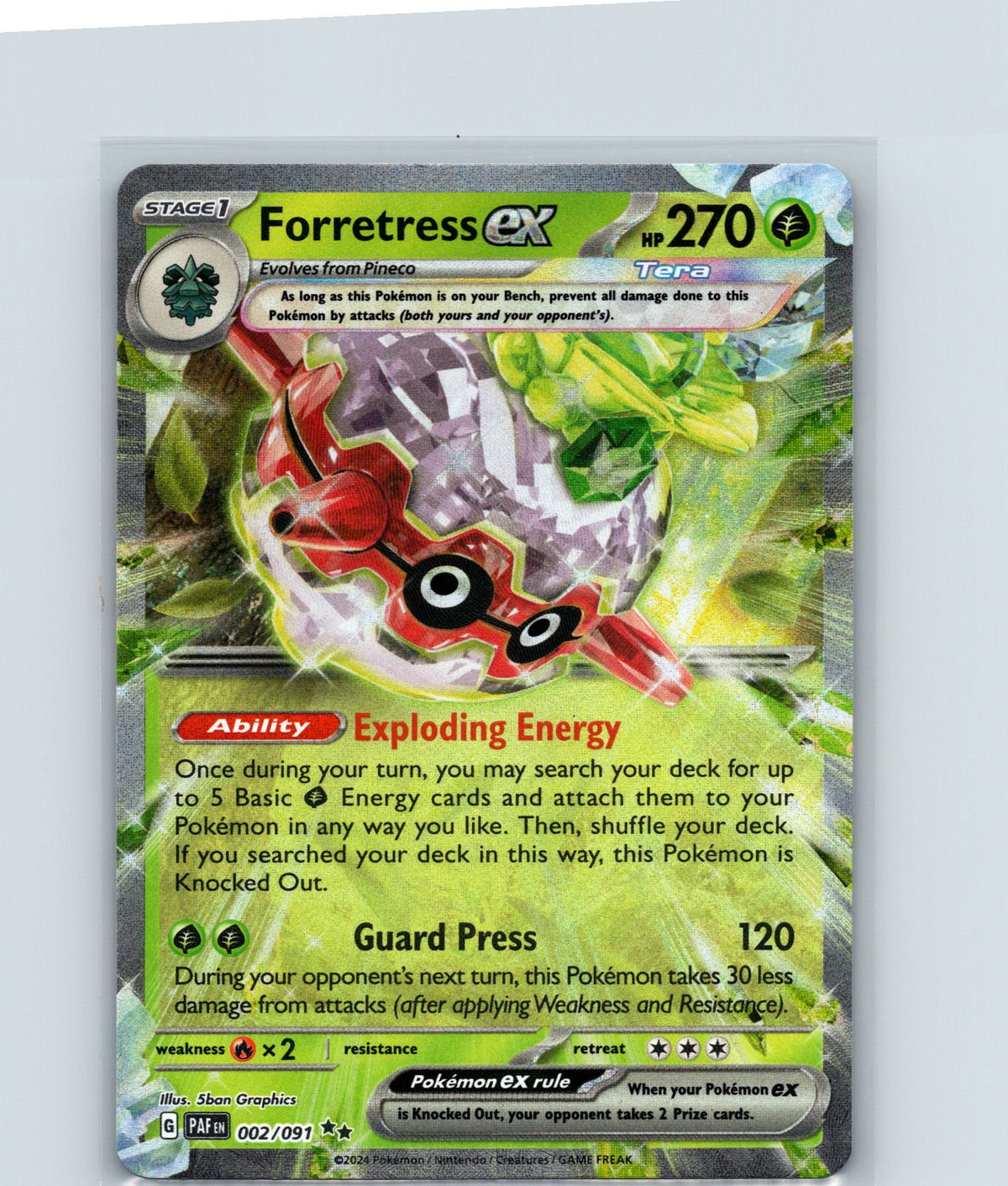 Forretress ex Holo Double Rare SV: Paldean Fates 002/091 NM