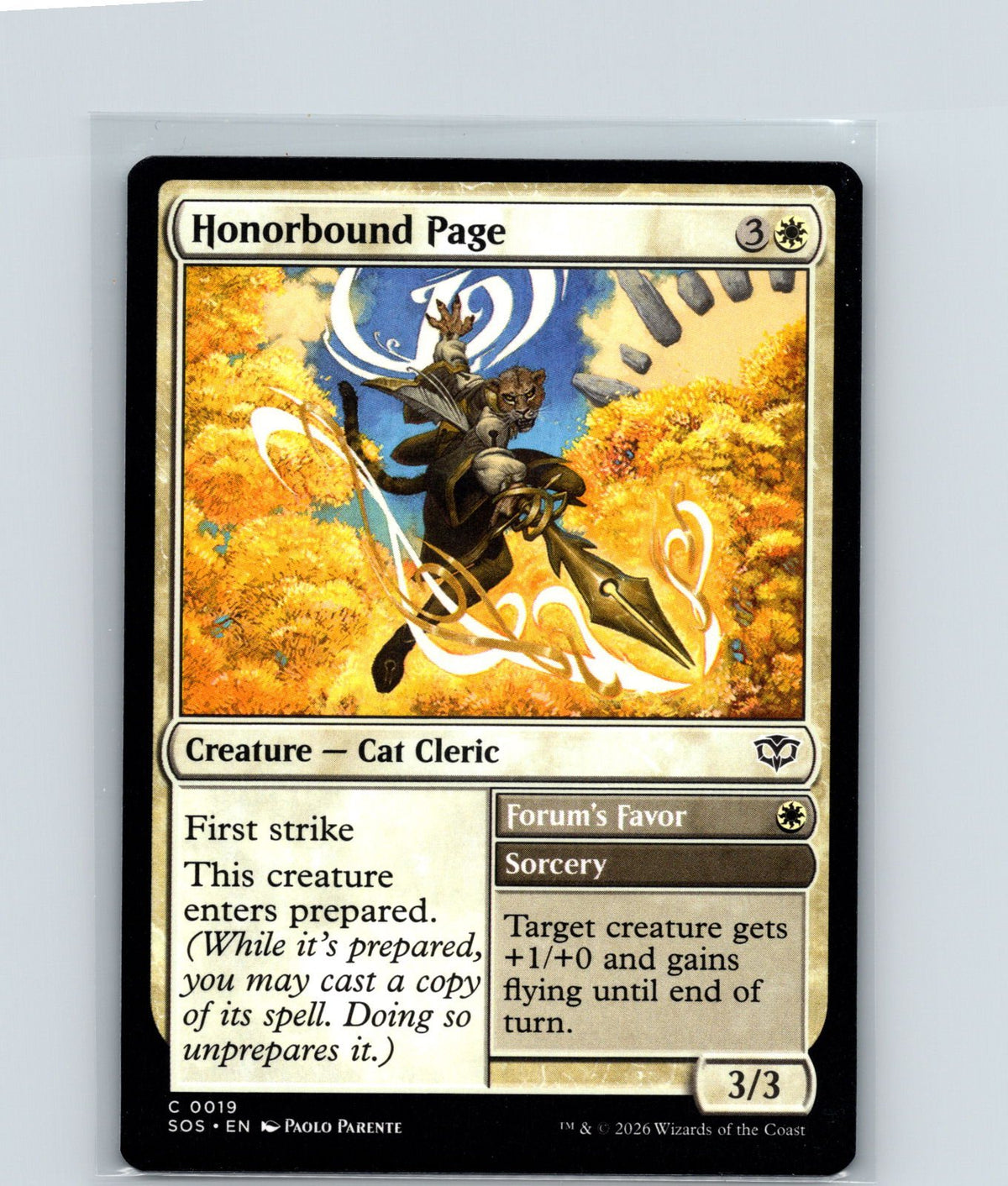 Honorbound Page C Secrets of Strixhaven 19 NM