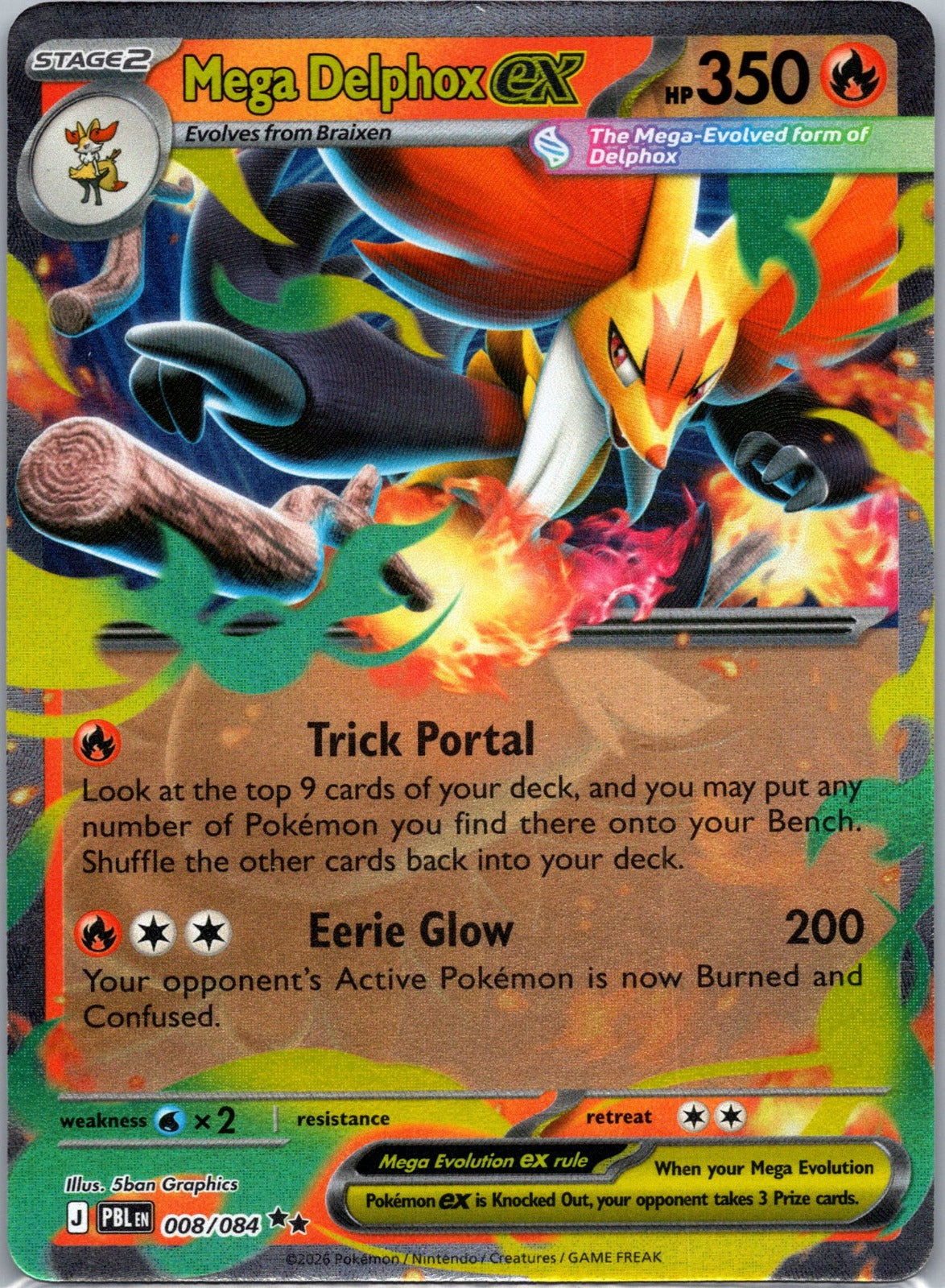 Mega Delphox ex Holo Double Rare ME05: Pitch Black 008/084 NM