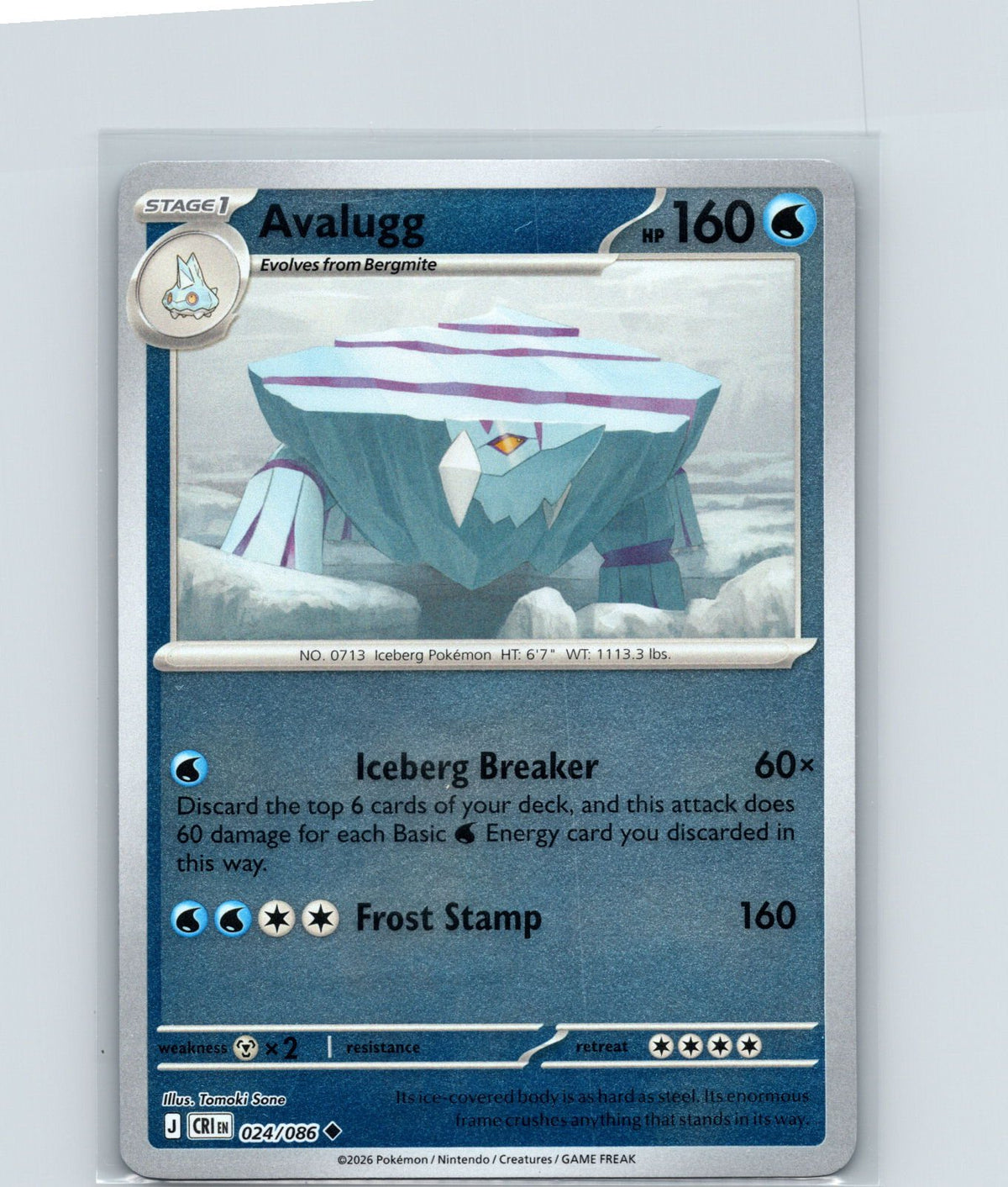 Avalugg Reverse Holo Uncommon ME04: Chaos Rising 024/086 NM