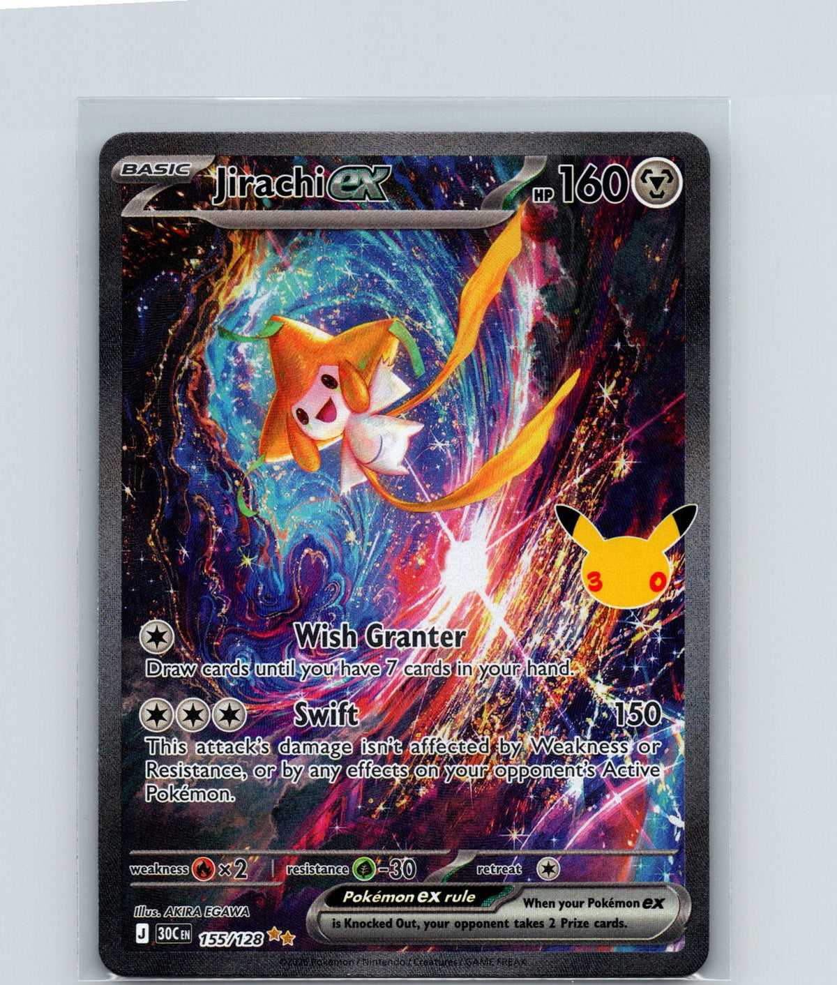 Jirachi ex Holo Special Illustration Rare ME: 30th Celebration 155/128 NM
