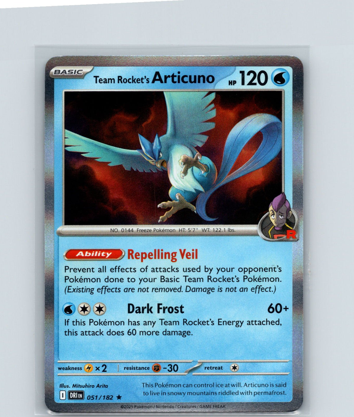 Team Rocket's Articuno Holo Rare SV10: Destined Rivals 051/182 NM