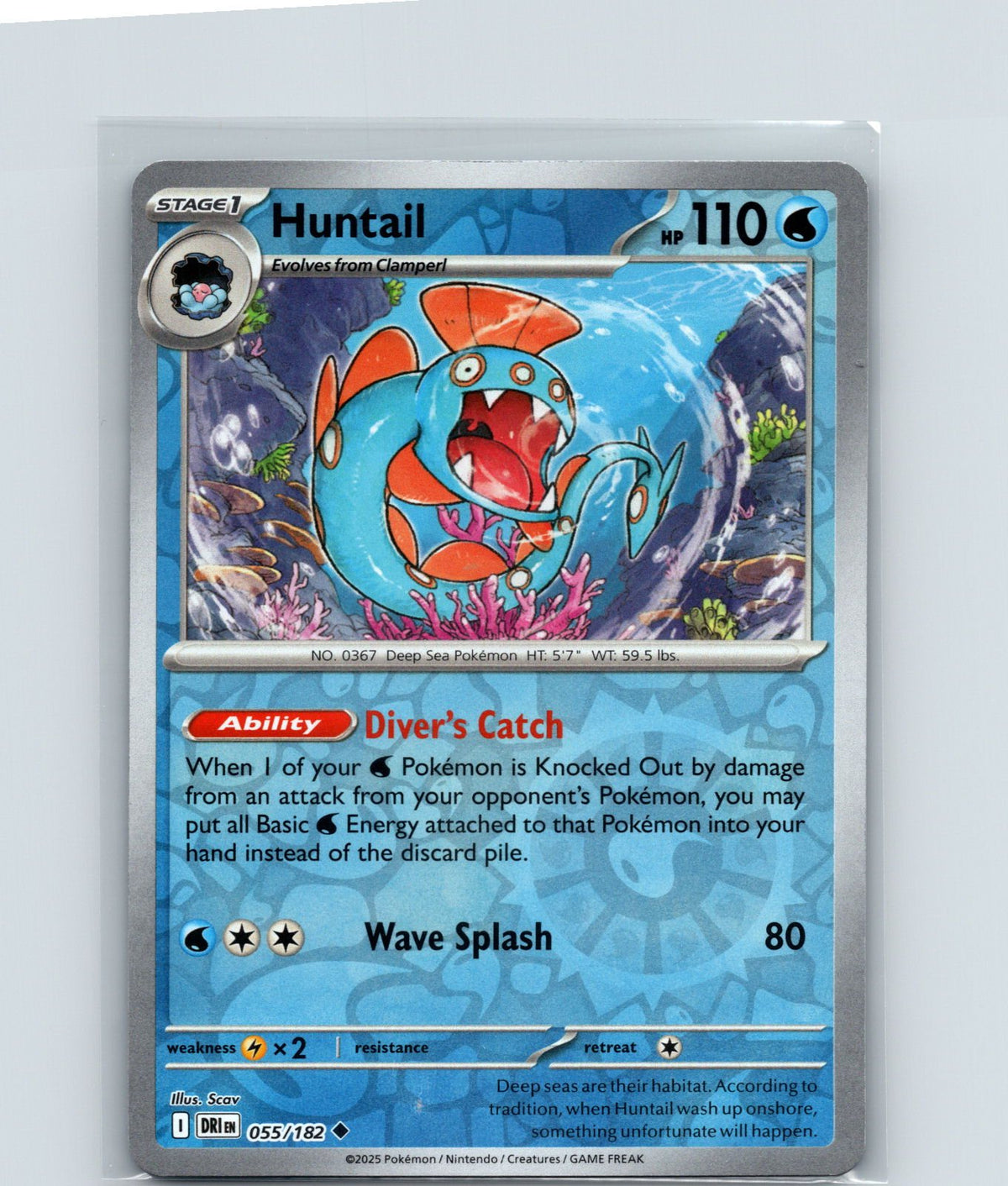 Huntail Reverse Holo Uncommon SV10: Destined Rivals 055/182 NM