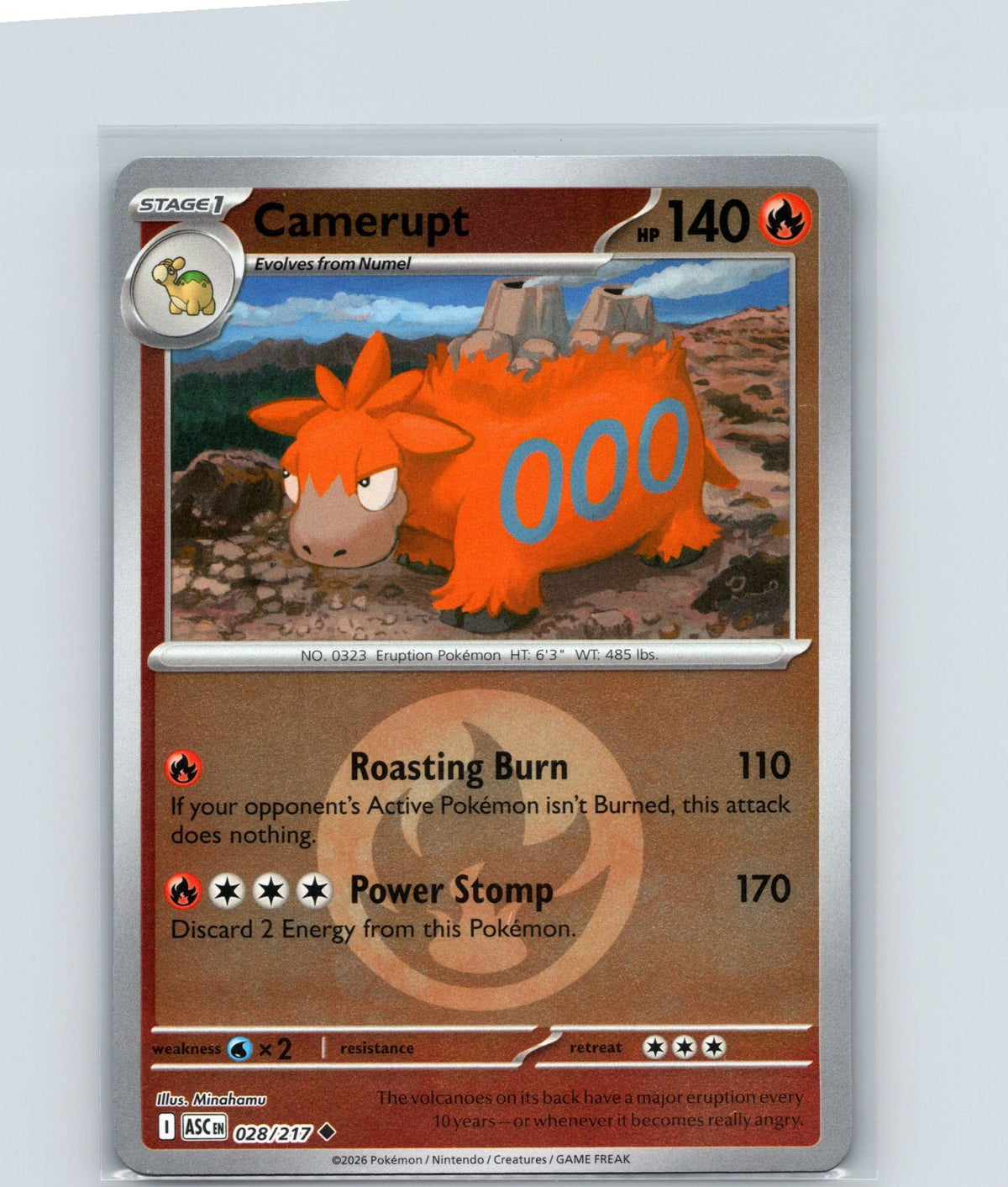 Camerupt (Energy Symbol Pattern) Reverse Holo Uncommon 028/217 NM