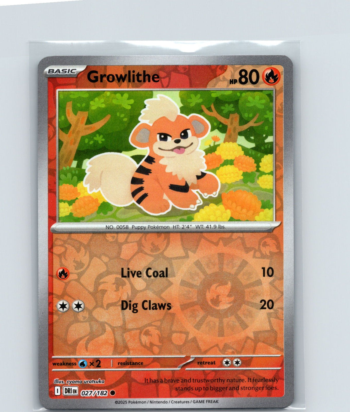 Growlithe Reverse Holo Common SV10: Destined Rivals 027/182 NM