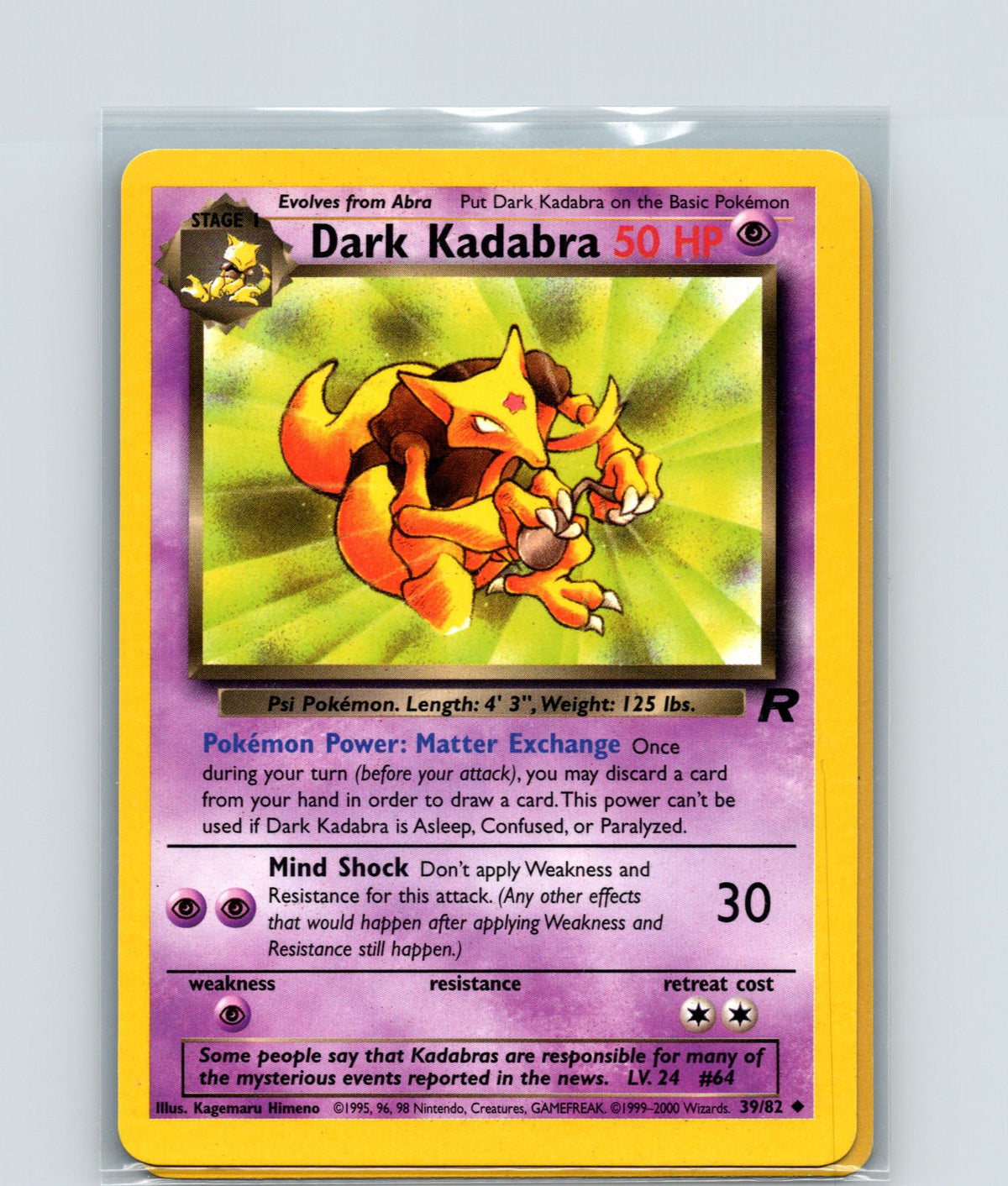 Dark Kadabra Unlimited Uncommon Team Rocket 39/82 MP