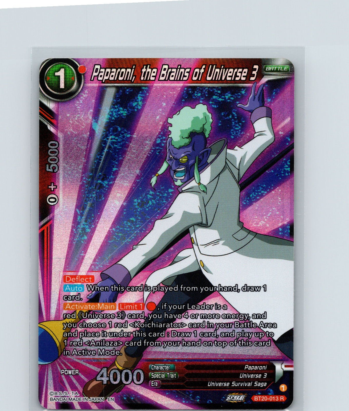 Paparoni, the Brains of Universe 3 Foil Rare Power Absorbed BT20-013 NM