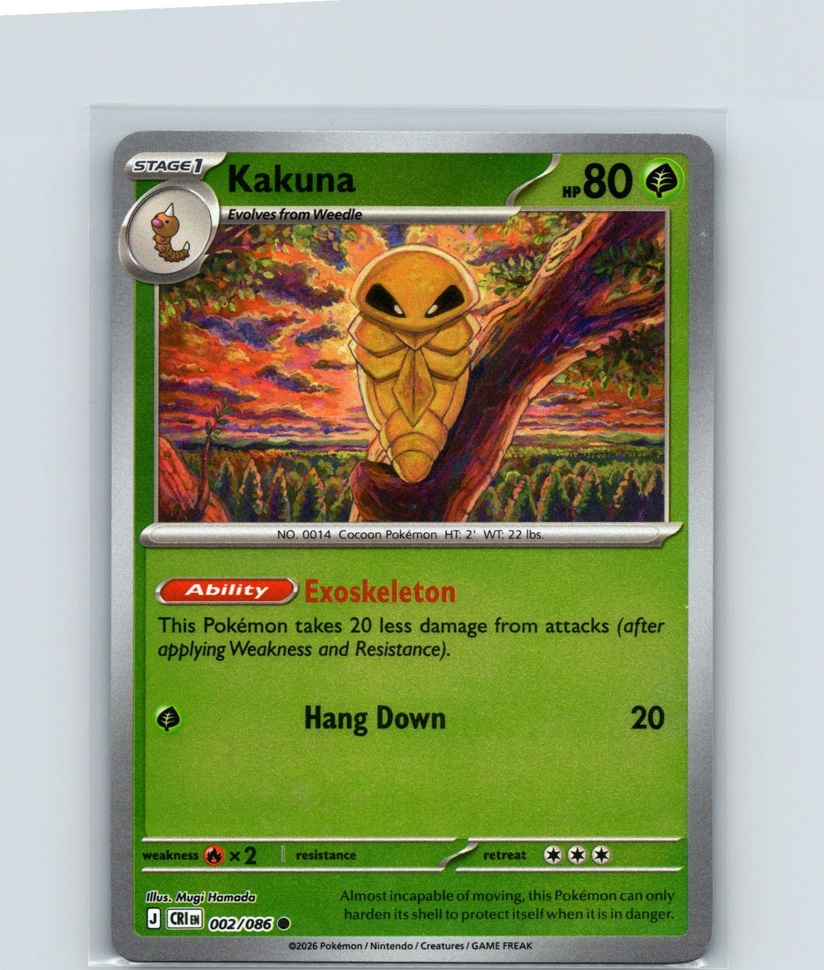 Kakuna Reverse Holo Common ME04: Chaos Rising 002/086 NM