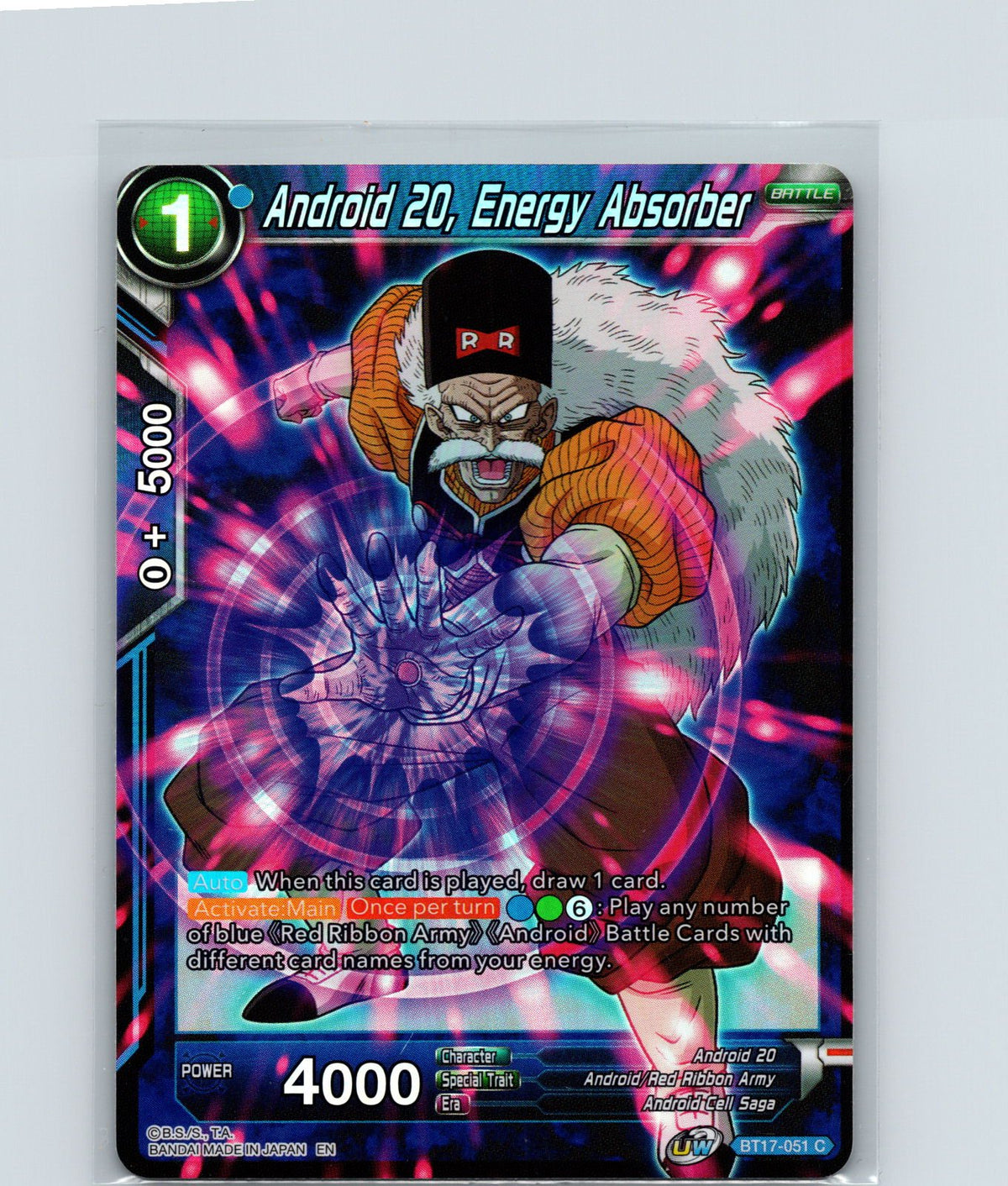 Android 20, Energy Absorber Foil Common Ultimate Squad BT17-051 NM