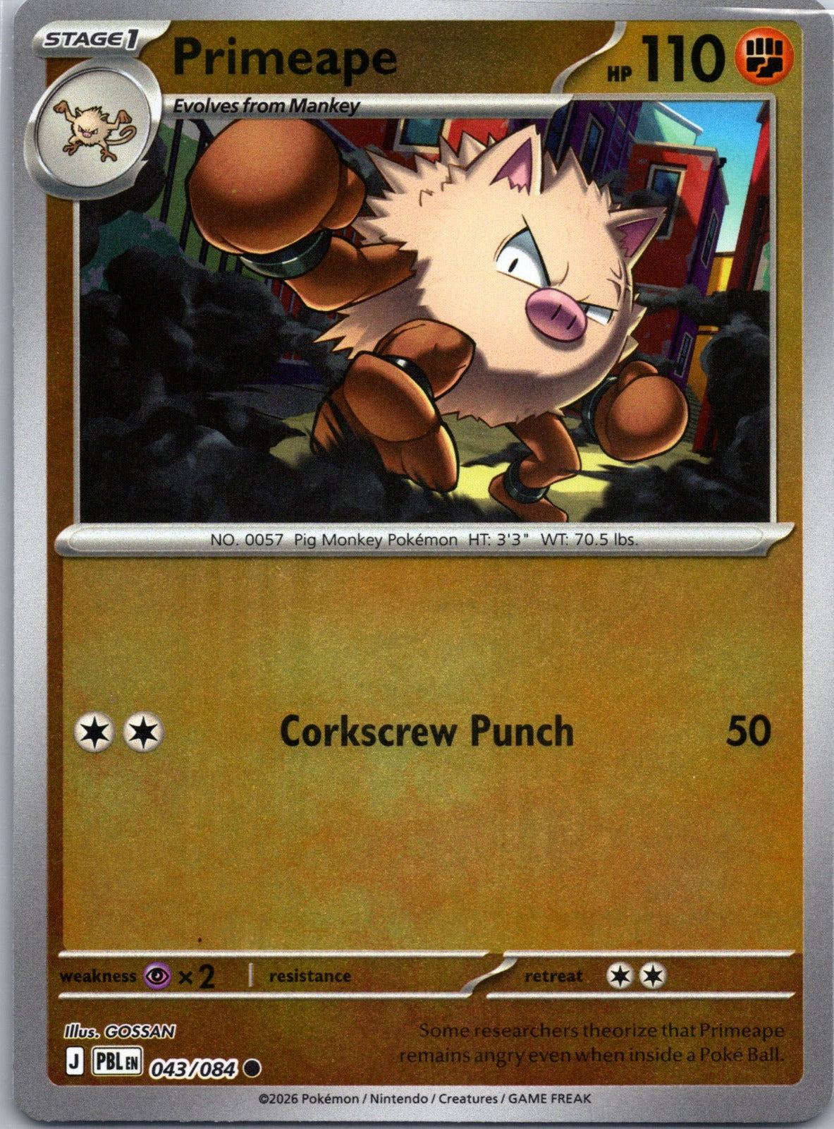 Primeape Common ME05: Pitch Black 043/084 NM