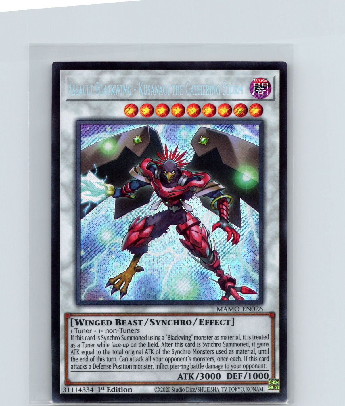 Assault Blackwing Kusanagi the Gathering Storm 1st Ed Ultra Rare MAMO-EN026 NM
