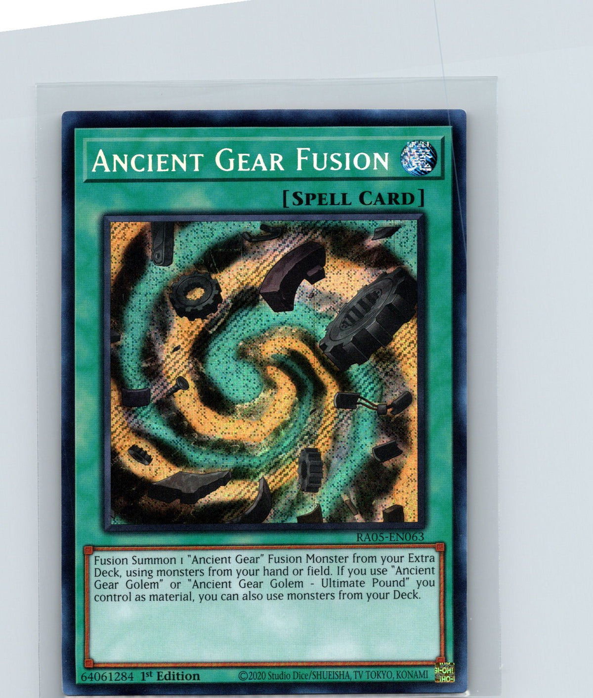 Ancient Gear Fusion 1st Edition Secret Rare Rarity Collection 5 RA05-EN063 NM