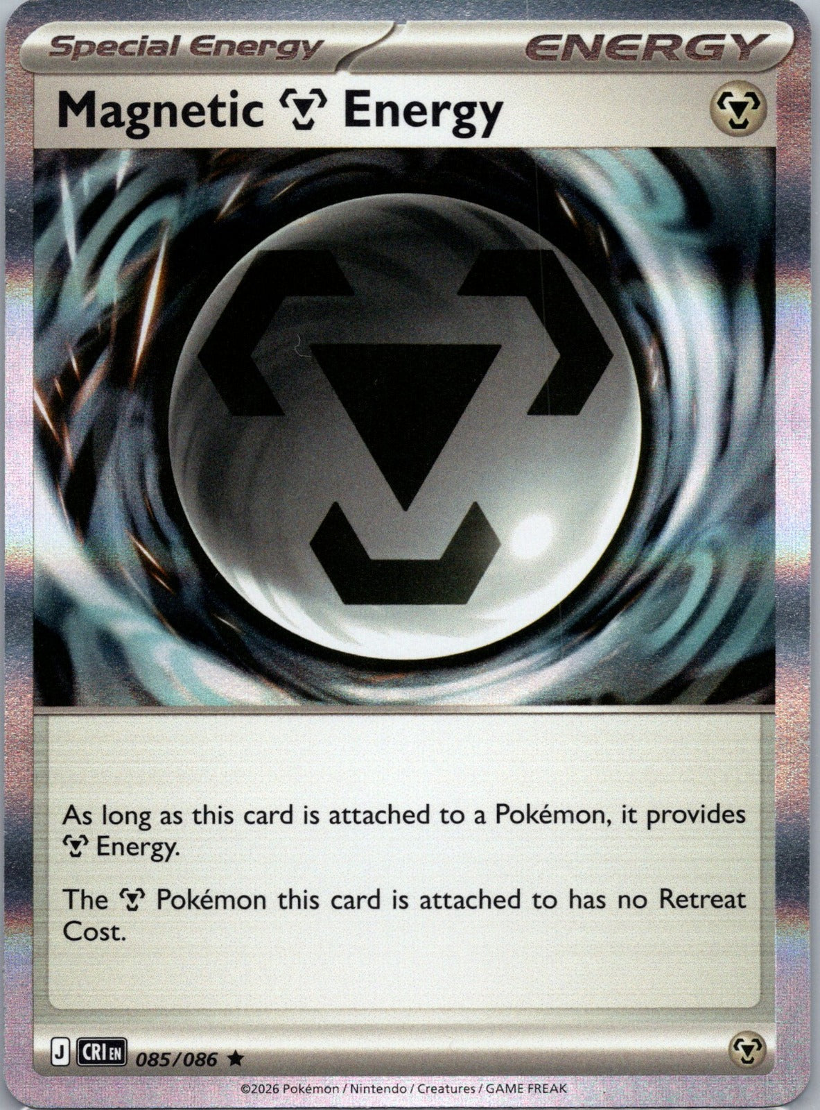 Magnetic Metal Energy Reverse Holo Rare ME04: Chaos Rising 085/086 NM