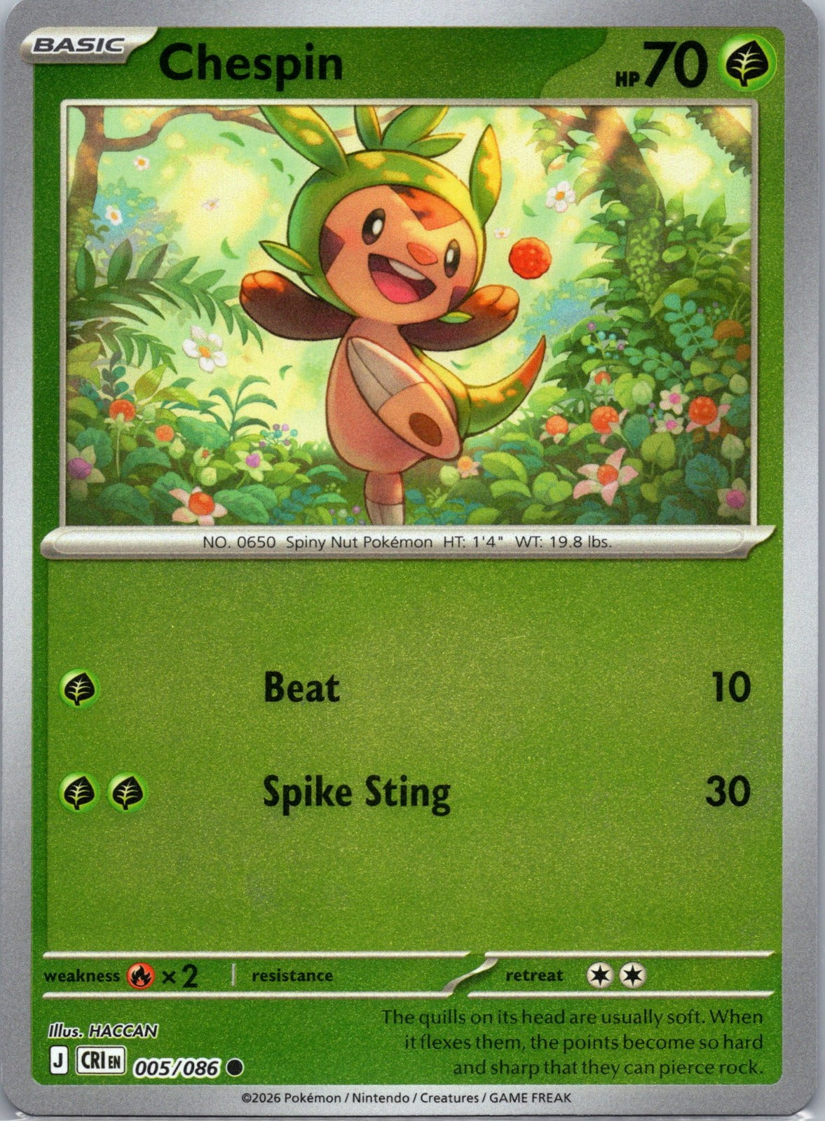 Chespin Common ME04: Chaos Rising 005/086 NM