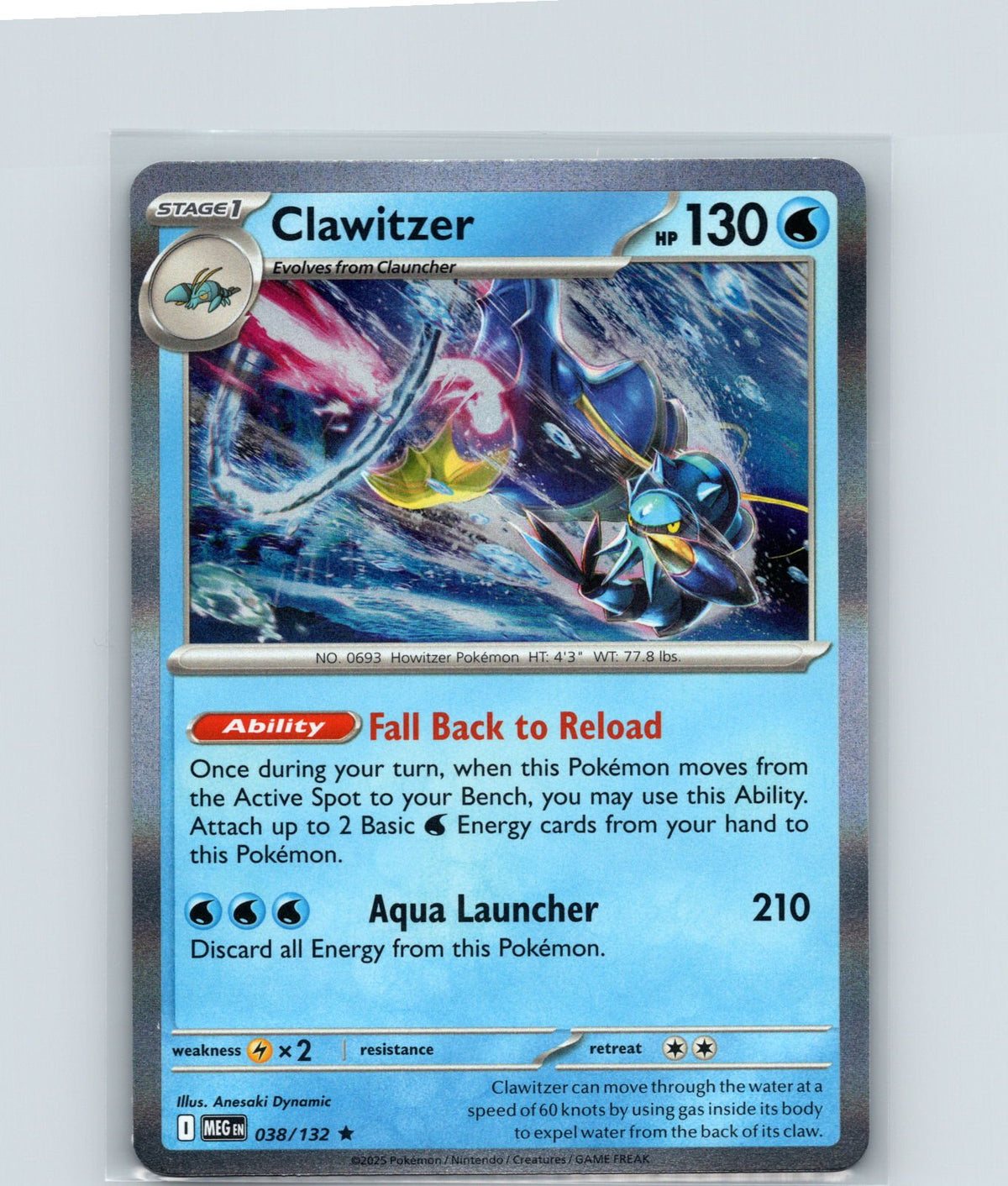 Clawitzer Holo Rare ME01: Mega Evolution 038/132 NM