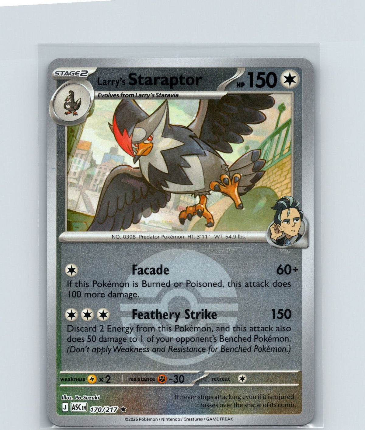 Larry's Staraptor (Poke Ball) Reverse Holo Rare ME: Ascended Heroes 170/217 NM