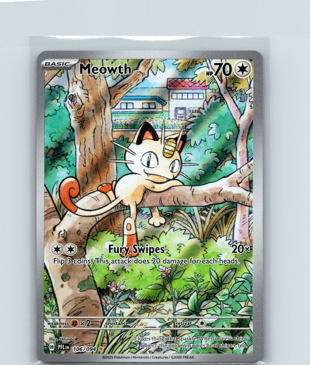 Meowth Holo Illustration Rare ME02: Phantasmal Flames 106/094 NM