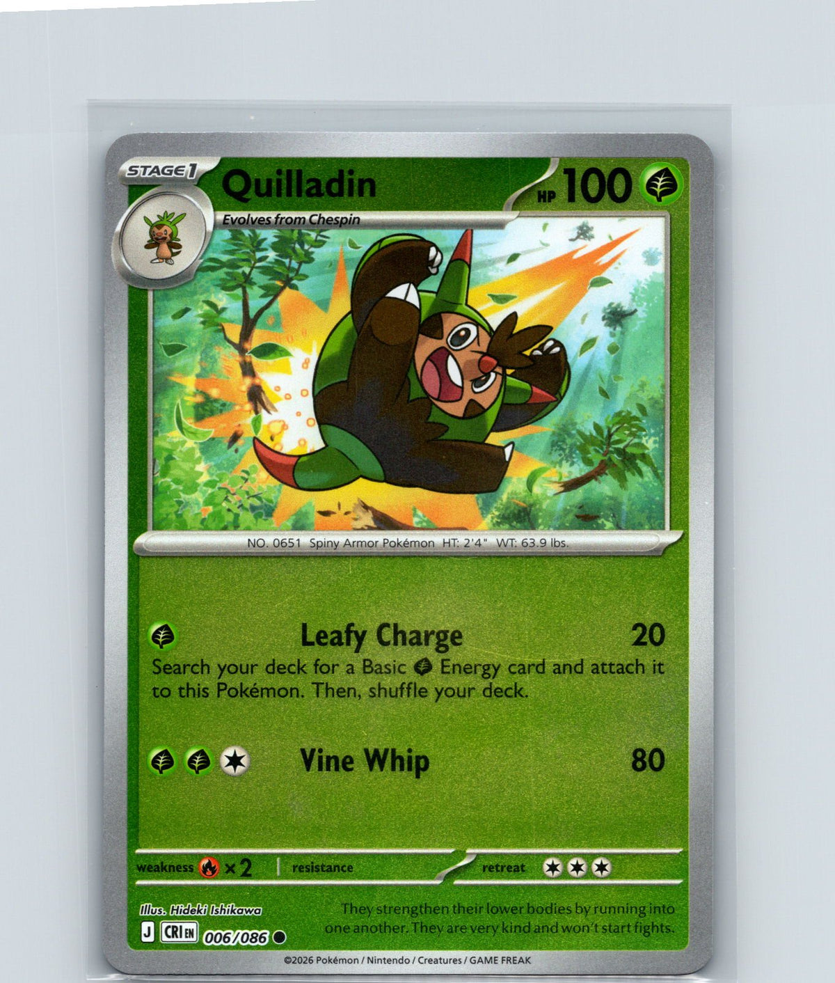 Quilladin Reverse Holo Common ME04: Chaos Rising 006/086 NM