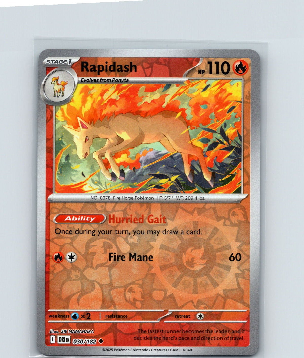 Rapidash Reverse Holo Uncommon SV10: Destined Rivals 030/182 NM