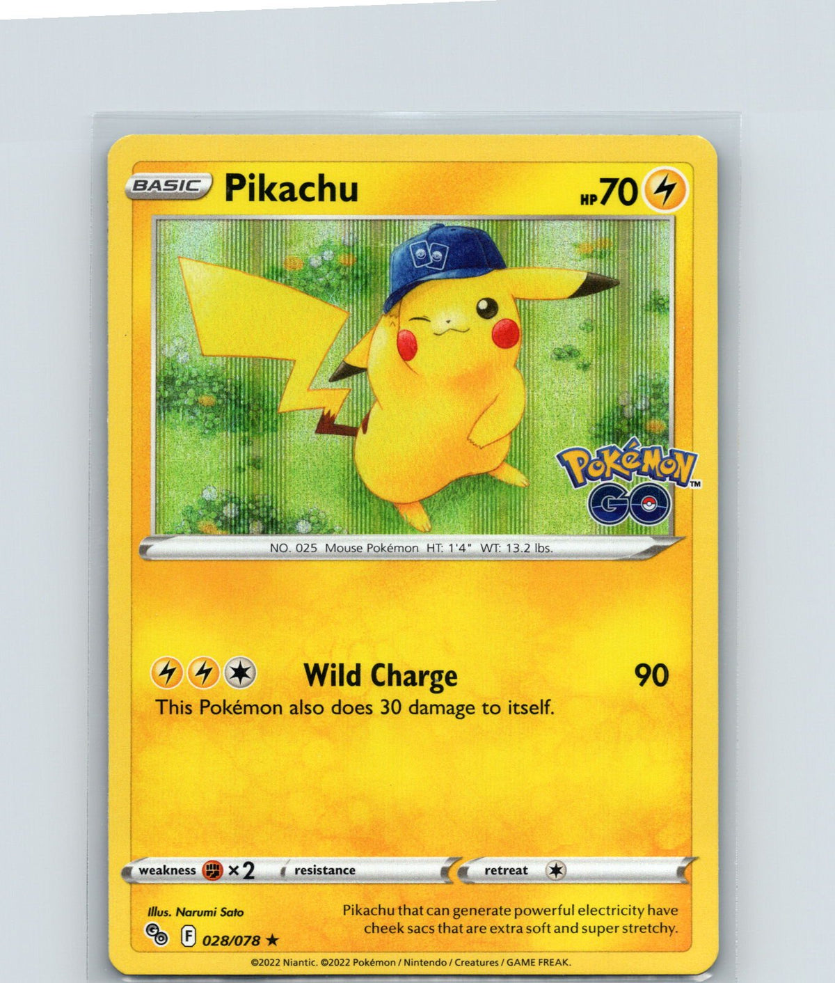 Pikachu (28) Holo Rare Pokemon GO 028/078 NM