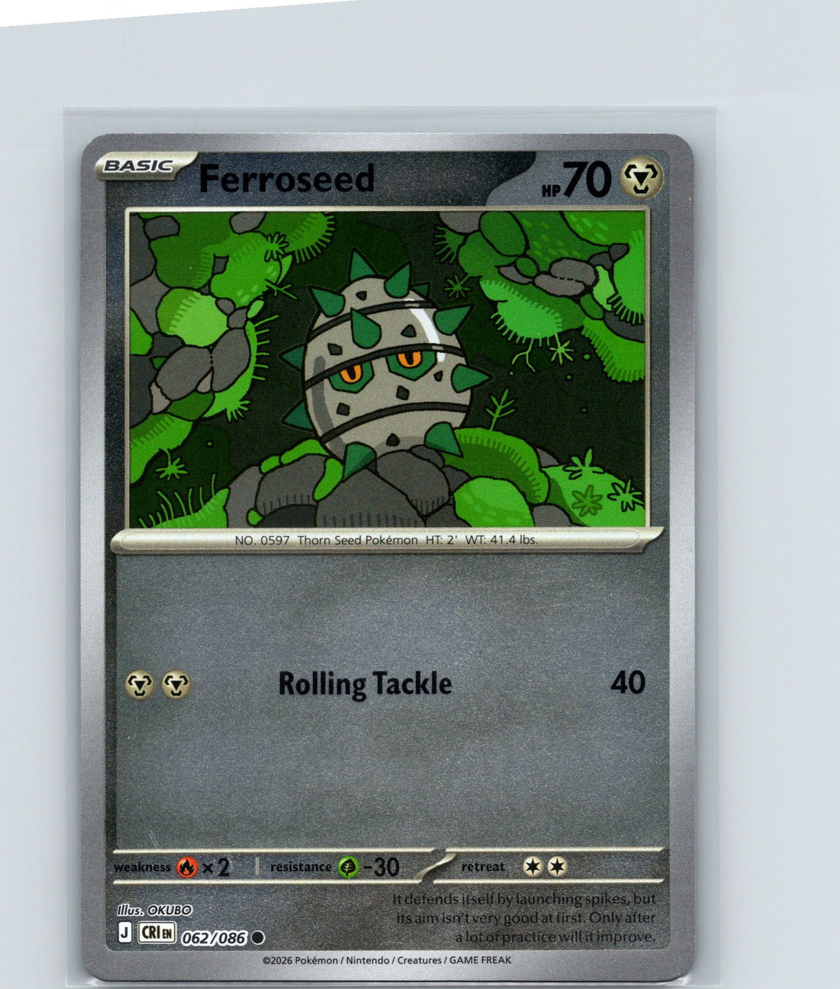 Ferroseed Reverse Holo Common ME04: Chaos Rising 062/086 NM