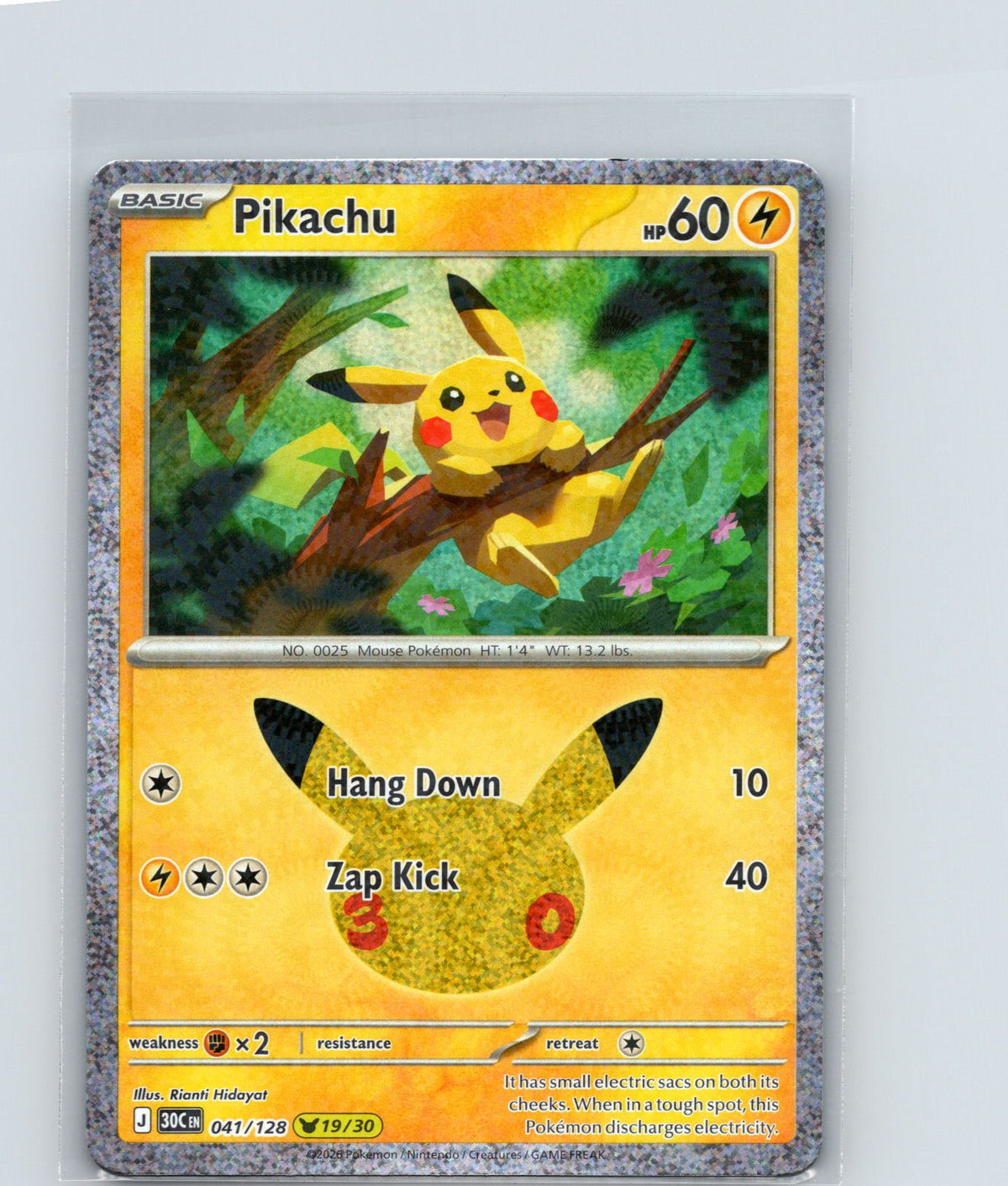Pikachu Holo Pikachu Rare ME: 30th Celebration 041/128 NM