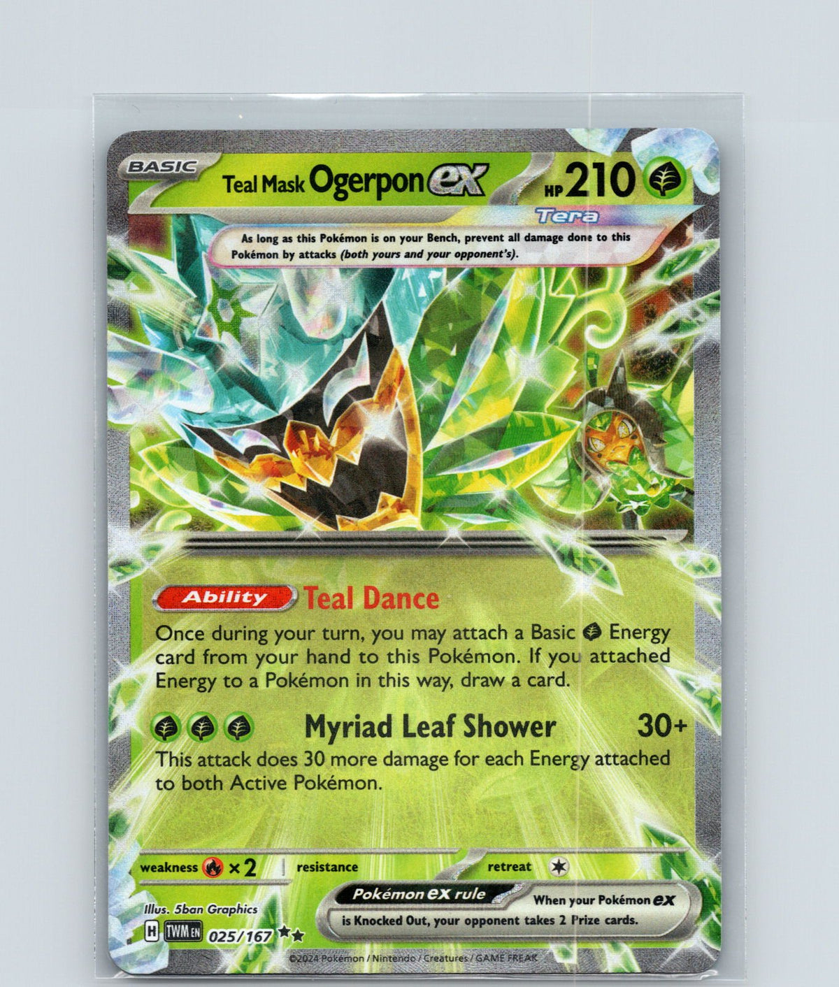 Teal Mask Ogerpon ex Holo Double Rare SV06: Twilight Masquerade 025/167 NM