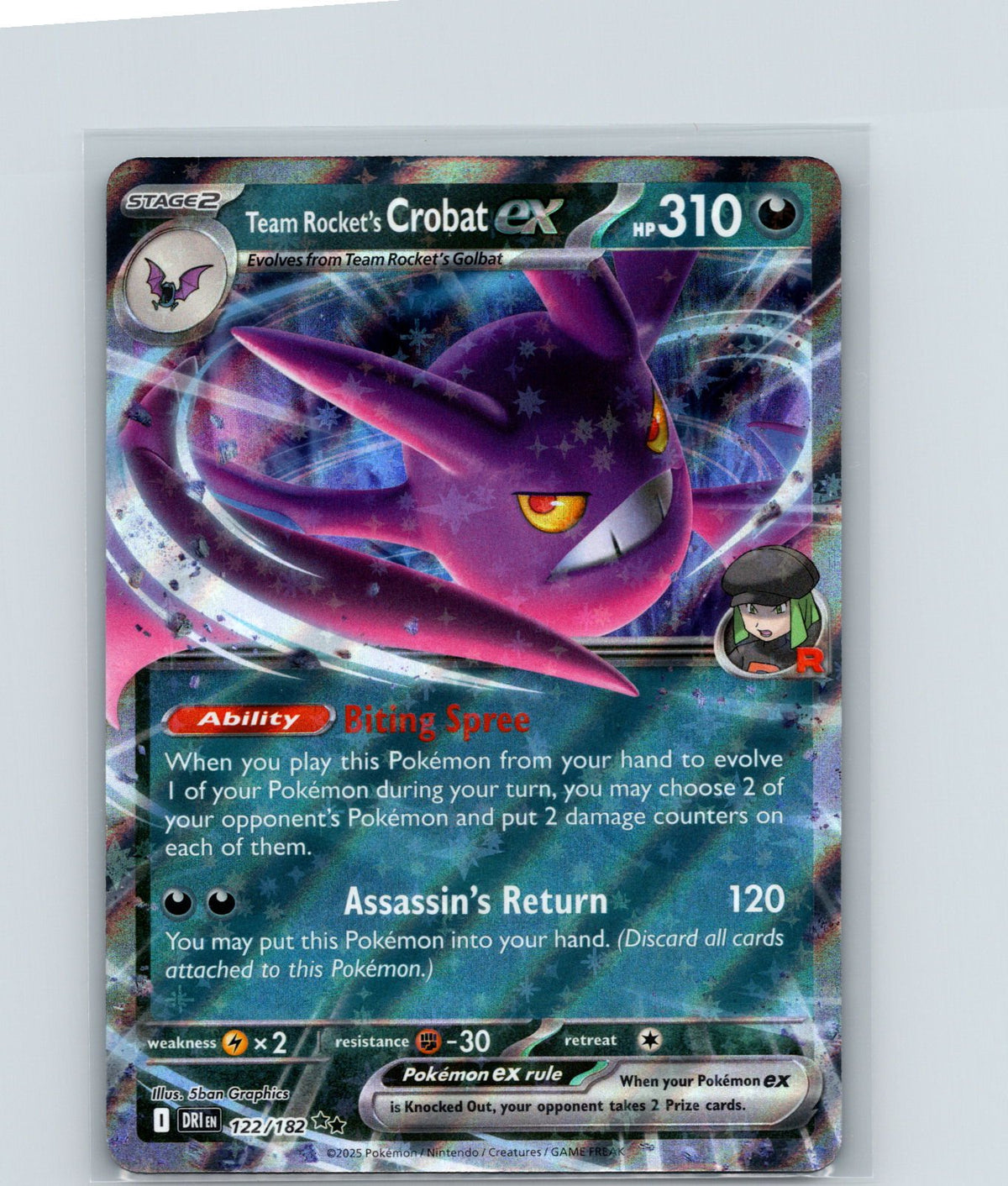 Team Rocket's Crobat ex Holo Double Rare SV10: Destined Rivals 122/182 NM