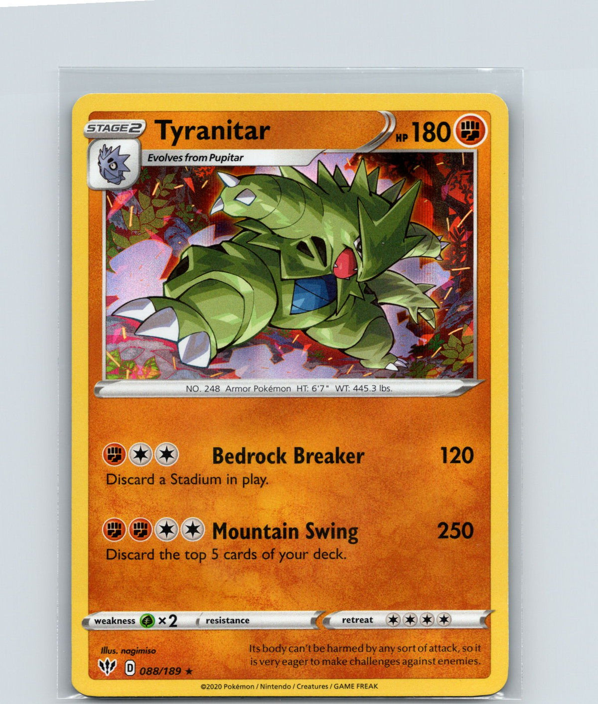 Tyranitar Holo Rare SWSH03: Darkness Ablaze 088/189 NM