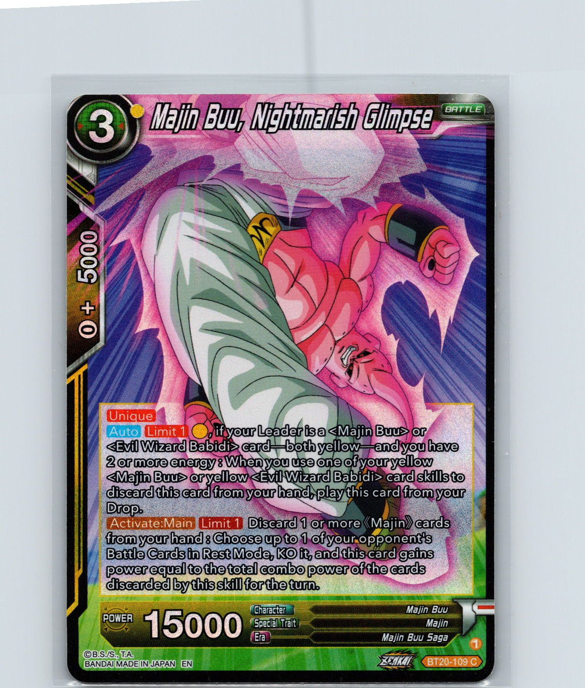 Majin Buu, Nightmarish Glimpse Foil Common Power Absorbed BT20-109 NM
