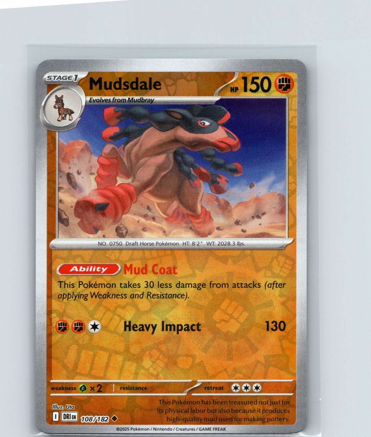 Mudsdale Reverse Holo Uncommon SV10: Destined Rivals 108/182 NM