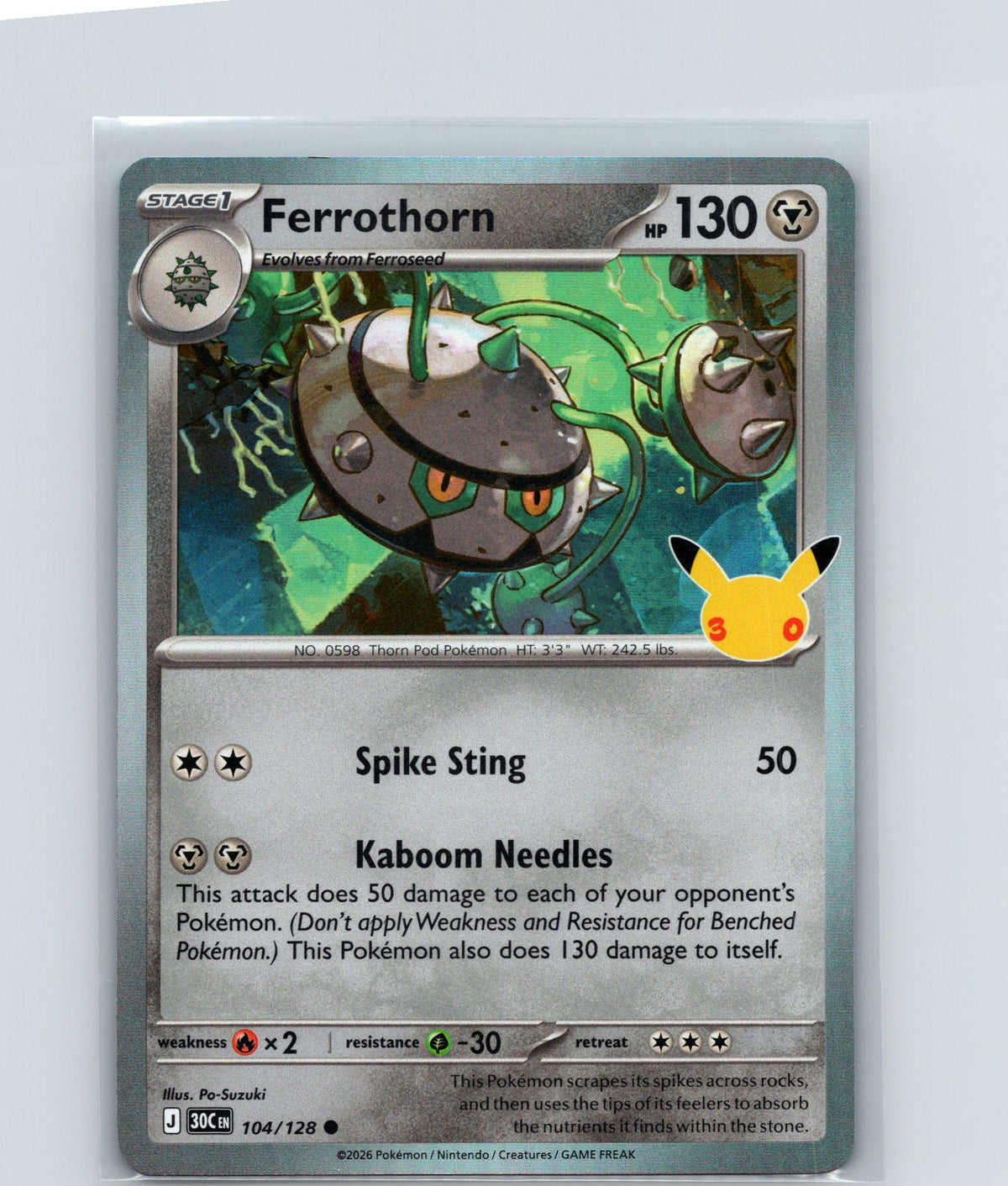 Ferrothorn Holo Common ME: 30th Celebration 104/128 NM