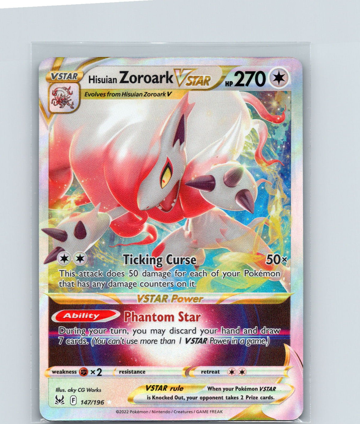 Hisuian Zoroark VSTAR Holo Ultra Rare SWSH11: Lost Origin 147/196 NM