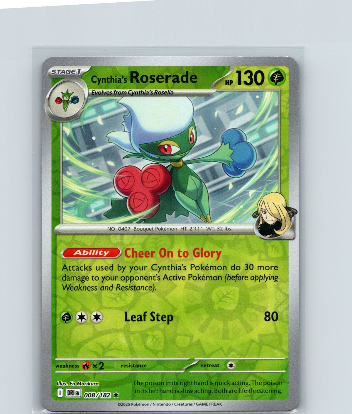 Cynthia's Roserade Holo Rare SV10: Destined Rivals 008/182 NM