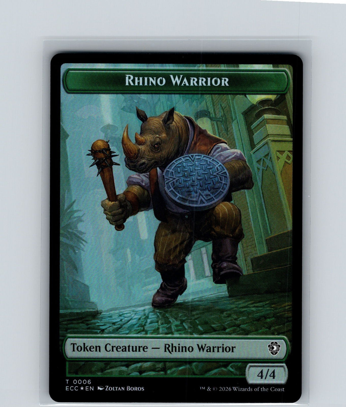 Rhino Warrior // Elemental (0010) Double-Sided Token Foil T 6 // 10 NM