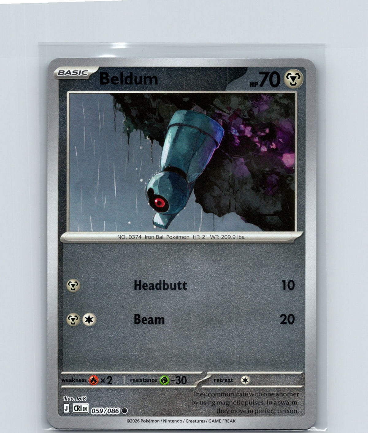 Beldum Reverse Holo Common ME04: Chaos Rising 059/086 NM