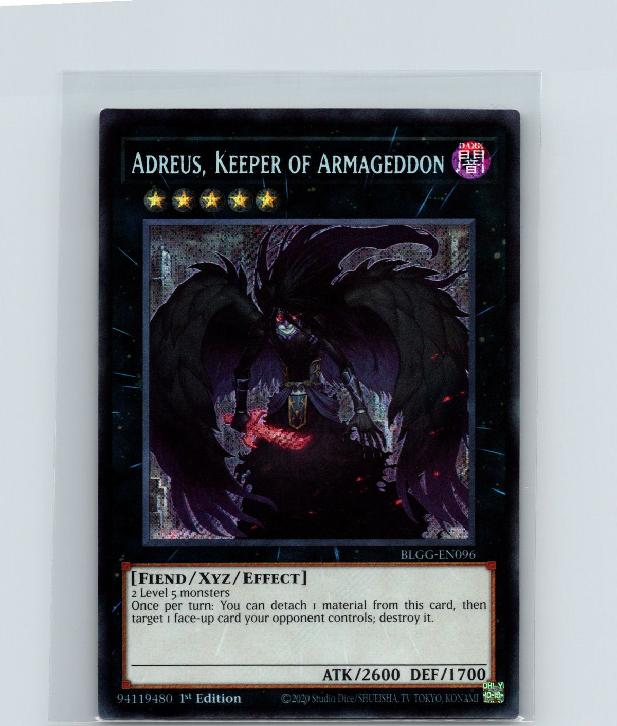 Adreus, Keeper of Armageddon 1st Edition Secret Rare BLGG-EN096 NM