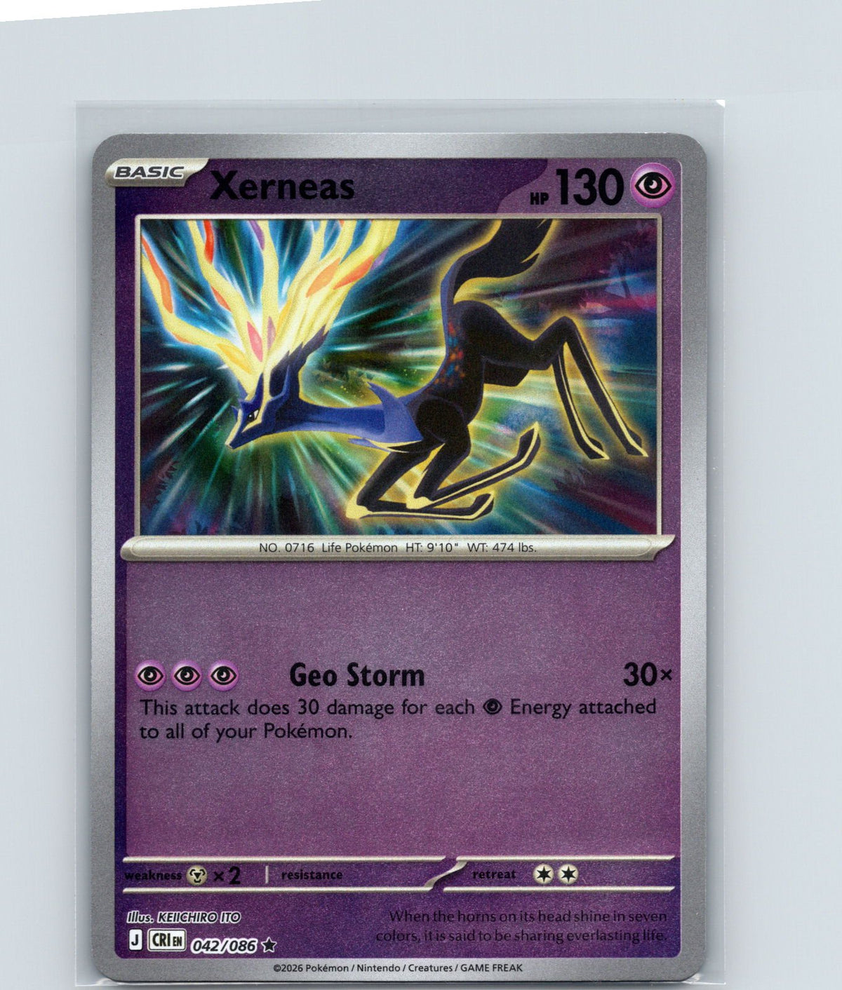 Xerneas Holo Rare ME04: Chaos Rising 042/086 NM