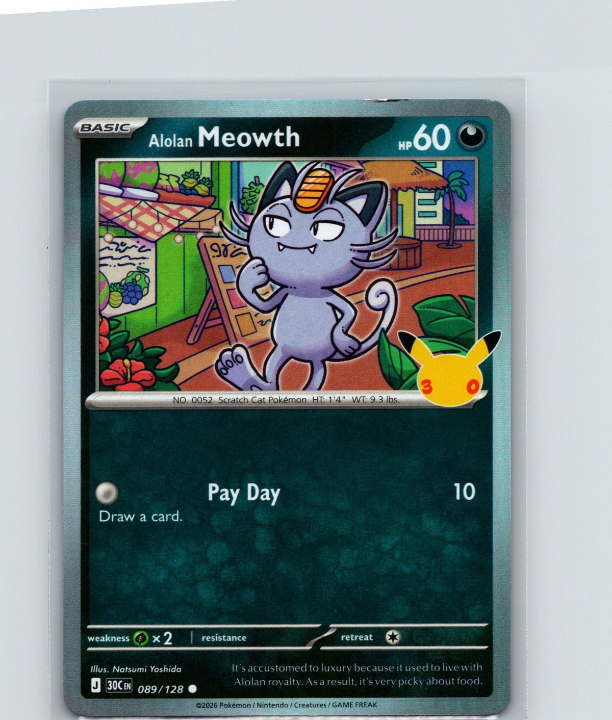 Alolan Meowth Common ME: 30th Celebration 089/128 NM