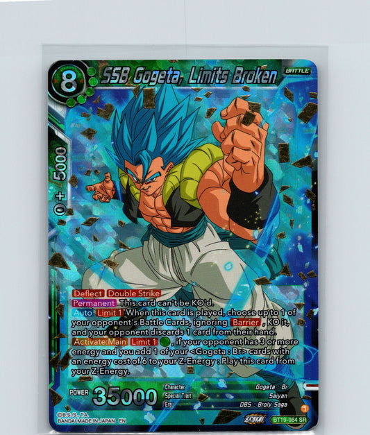 SSB Gogeta, Limits Broken Foil Super Rare Fighter's Ambition BT19-084 NM