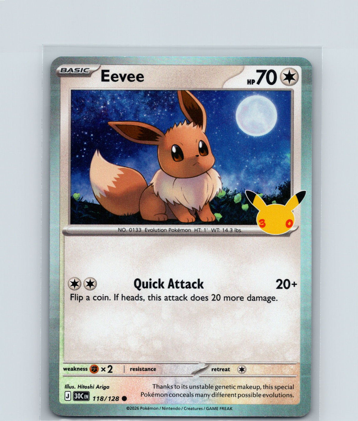 Eevee Common ME: 30th Celebration 118/128 NM