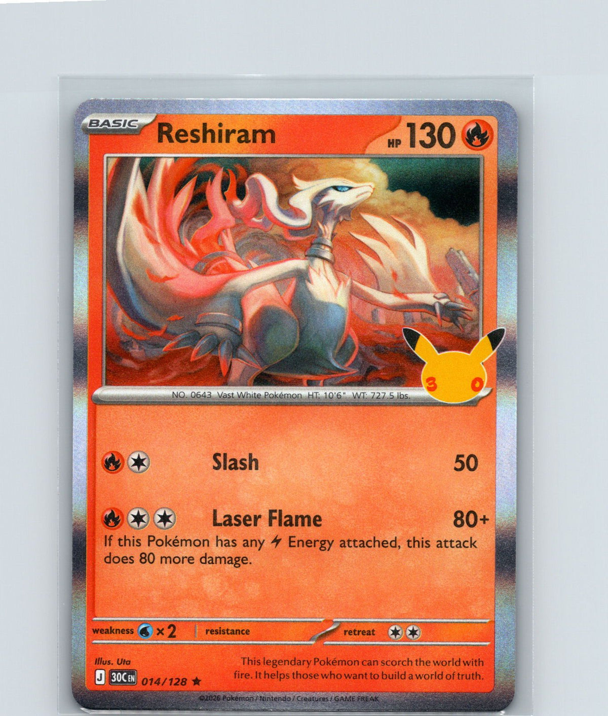 Reshiram Holo Rare ME: 30th Celebration 014/128 NM