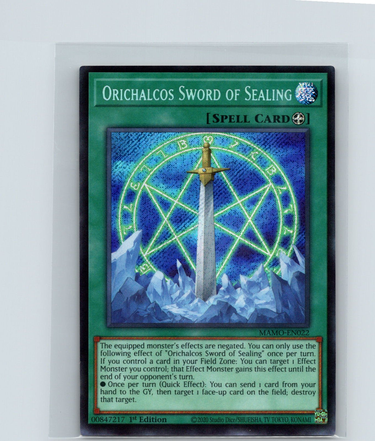 Orichalcos Sword of Sealing (Secret Rare) 1st Edition Secret Rare MAMO-EN022 NM