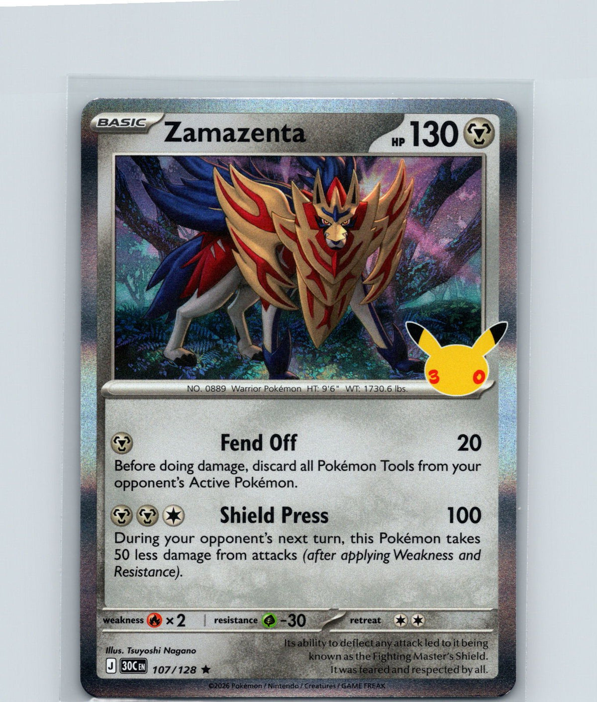 Zamazenta Holo Rare ME: 30th Celebration 107/128 NM