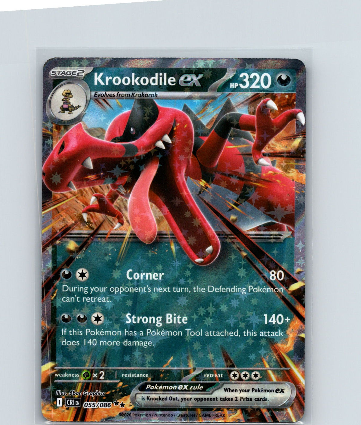 Krookodile ex Holo Double Rare ME04: Chaos Rising 055/086 NM