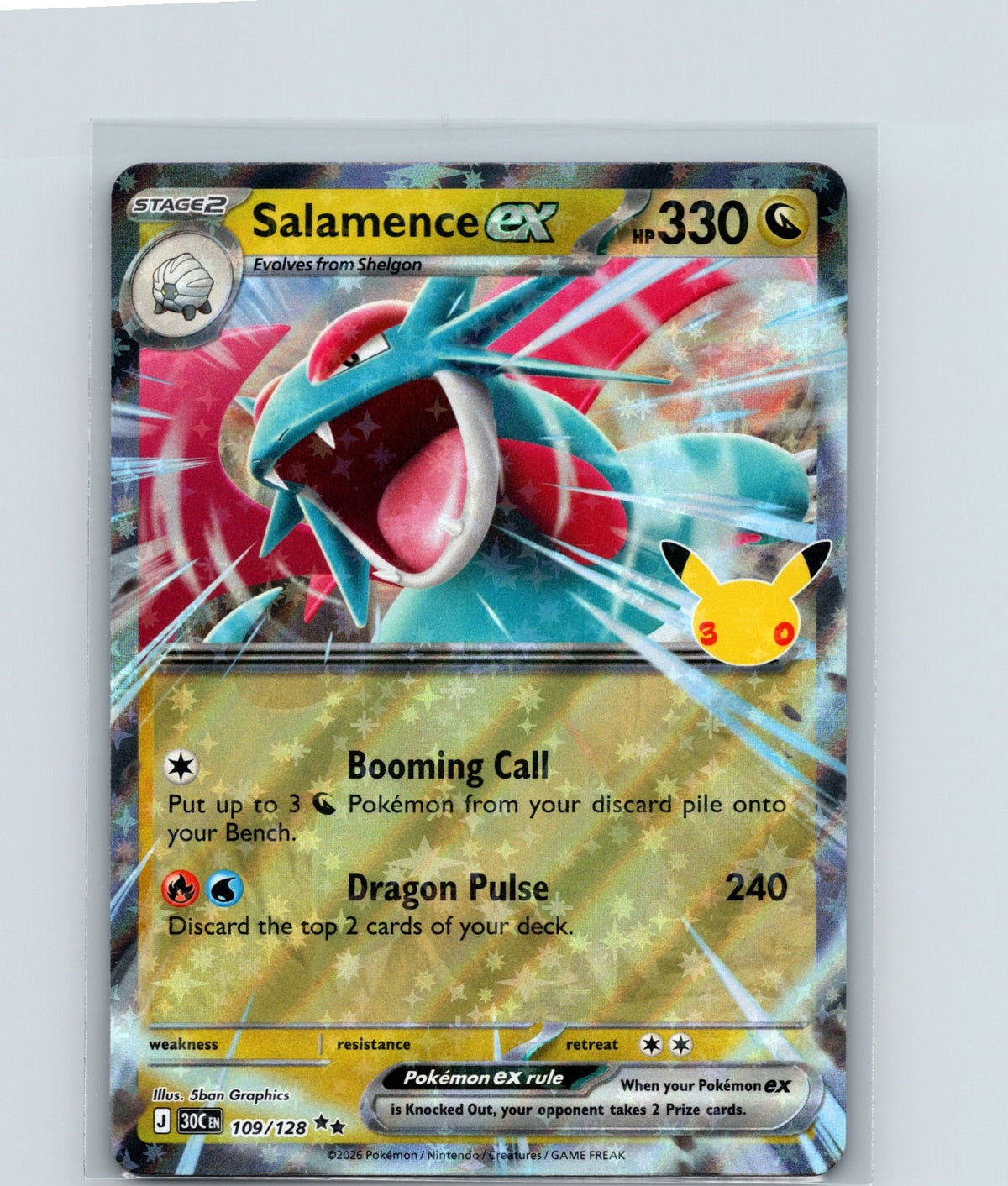 Salamence ex Holo Double Rare ME: 30th Celebration 109/128 NM