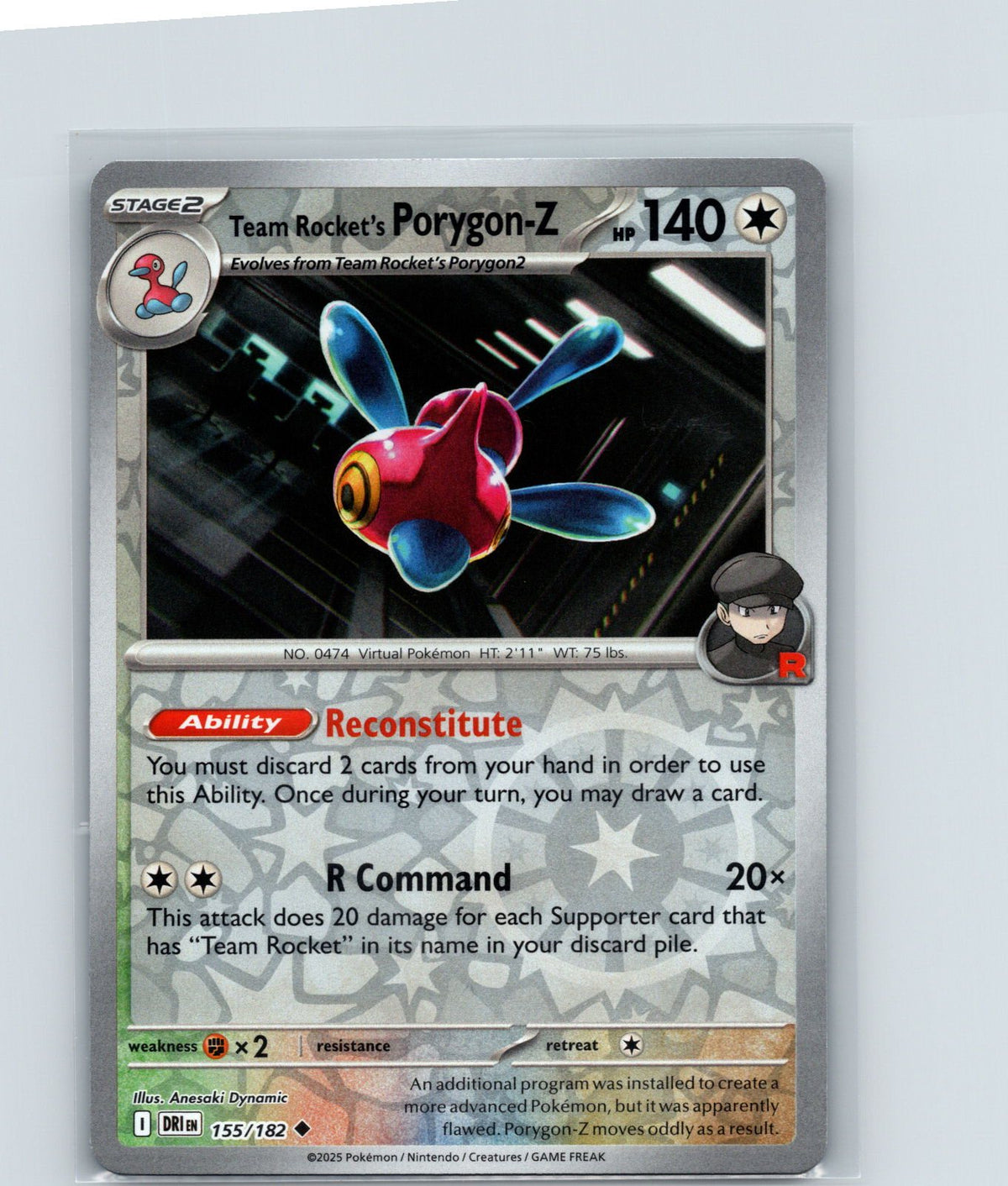 Team Rocket's Porygon-Z Reverse Holo Uncommon SV10: Destined Rivals 155/182 NM
