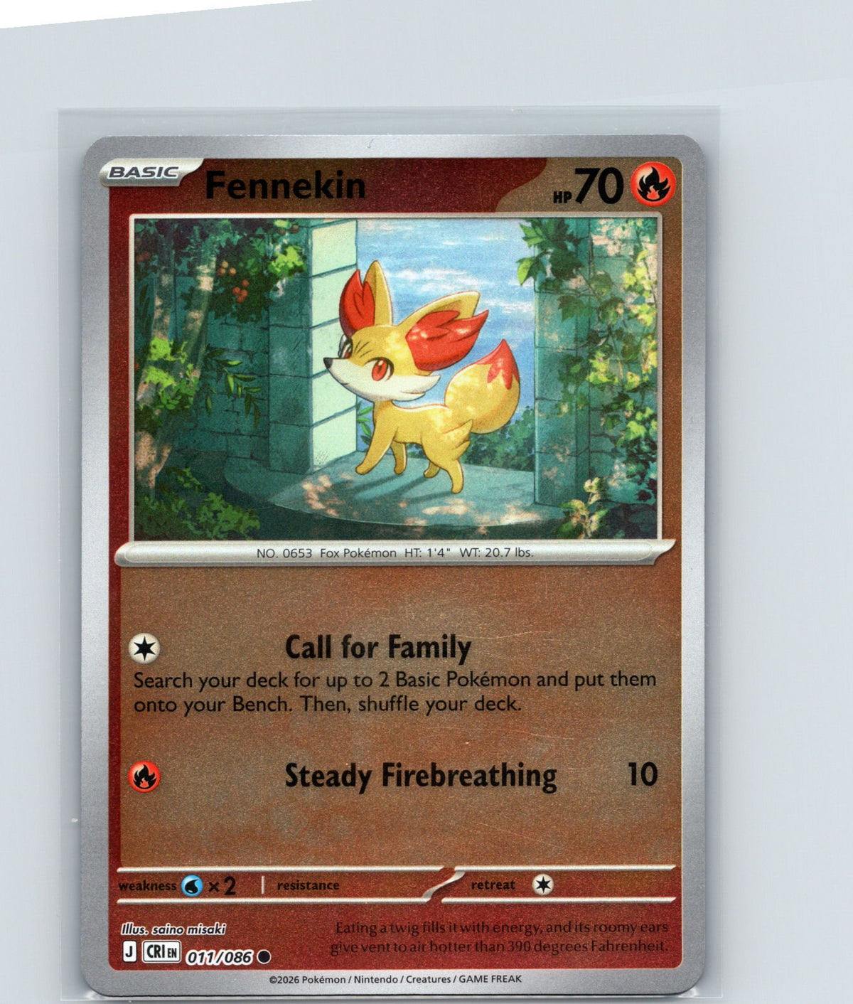 Fennekin Reverse Holo Common ME04: Chaos Rising 011/086 NM